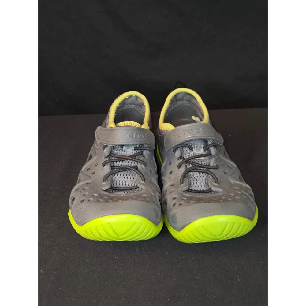 Kids Crocs Water Shoes Sandals Gray Lime‎ Green Size J3 Clogs
